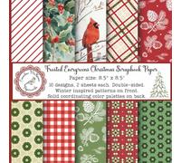 Frosted Evergreens Christmas Scrapbook Paper: Winter Cozy Holidays Craft Pad, Plaid, Holly, Cardinals, Red and Green Patterns, Double Sided for ... Origami, Cardmaking, Gift Decorating)