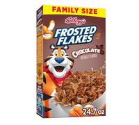 Frosted Flakes Cold Breakfast Cereal, 8 Vitamins and Minerals, Kids Snacks, Family Size, Chocolate, 24.7oz Box (1 Box)