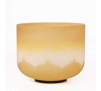 Frosted with Lotus Gold 8" Note C/D/E/F/G/A/B Crystal Singing Bowls (Size : 440Hz Note C) (440Hz Note D)