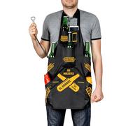 Froster Delantal Barbacoa Hombre, Delantal Cocina Hombre Divertido, Impermeable, 7 Bolsillos para Cerveza, Regalo Padre, Hermano, Marido, Amigo