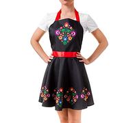 Froster Nitly Folk - Delantal de vestido, delantal de cocina floral retro negro, impermeable, regalo para mujeres, Negro , Talla única