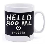 Froster Taza Gigante de Pizarra, Taza con pizarra, Dibuja o escribe en ella, XXL, 800 ml, Tiza incluida