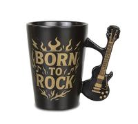 Froster Taza Guitarra Eléctrica, 3D Taza Musica, Regalos para Guitarristas, Born to Rock Coffee Mug con Asa en Forma de Guitarra Estilo Single Cut, 300 ml