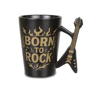 Froster Taza Guitarra Eléctrica, 3D Taza Musica, Regalos para Guitarristas, Born to Rock Coffee Mug con Asa en Forma de Guitarra Estilo V, 300 ml