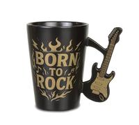 Froster Taza Guitarra Eléctrica, 3D Taza Musica, Regalos para Guitarristas, Born to Rock Coffee Mug con Asa en Forma de Guitarra Estilo Double Cut, 300 ml