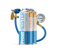 FrostMEISTER 2 en 1 - Kit de recarga de aire acondicionado para coche, 2 × 400 ml, incluye manguera manómetro- Aplicación rápida, fácil y respetuosa con el medio ambiente (R134a, 1995-2016)