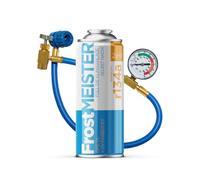 FrostMEISTER 2 en 1 - Kit de recarga de aire acondicionado para coche, 400 ml, incluye manguera manómetro para R134a (1995-2016), aplicación rápida, fácil y segura