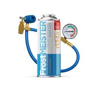 FrostMEISTER 3 en 1 - Kit completo de recarga para aire acondicionado de coche (400 ml + manguera manómetro). Incluye repuesto de gas, aceite de compresor y sellador para una actualización rápida y