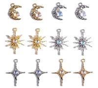 FrostyFlair Charms Colgantes, 30 Piezas Colgantes Luna Estrella Sol de Oro y Plata con Perlas de opalo, Colgantes para Pulseras, Pulsera con Charms, Set de Charms Colgantes