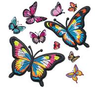FrostyFlair Parche para planchar, 10 piezas parche de mariposa colorida, Parches para ropa, bolsos y sombreros, divertida y bonita decoración DIY para textiles