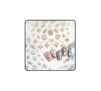 FrostyFlair Pegatinas de Uñas, 2 Hojas Boho Estrella Luna Sol Serpiente Stickers para Uñas, Arte de Uñas en Relieve 5D, Pegatinas Autoadhesivas para Decoración de Uñas DIY