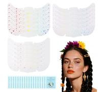 FrostyFlair Tatuaje facial de pecas brillantes, 18 piezas holográficas multicolores de pecas con purpurina, pecas brillantes impermeables para el festival de mujeres