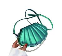 Frotox Bolso de hombro de concha de moda para mujer, bolso de hombro con cuentas a juego, bolso de hombro de PU, bolso de mano de perlas a juego, concha, verde