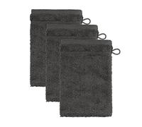 Frottana Pearl - Juego de 3 Guantes de baño de 100% algodón, 15 x 20 cm, Gris Grafito