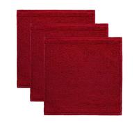 Frottana Pearl - Juego de 3 Toallas de baño (30 x 30 cm, 100% algodón), Color Ruby
