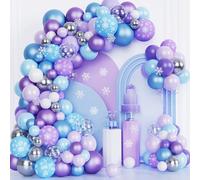 Frozen Azul Morado Globos Guirnaldas Kit 156 Piezas Frozen Fiesta Decoración para Niña, Arco De Globos Azul para Baby Shower Decoración de Fiesta de Cumpleaños Bautizo