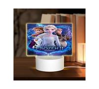 Frozen Cartoon Comic Acrylic Night Lamp with Base, Suitable for Boys, Girls, Plug-In Led Night Light Birthday Holiday Gifts for Children Rectangular