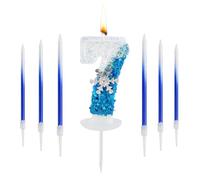 Frozen de Copo de Nieve Velas Cumpleaños, 3D Velas Cumpleaños Originales, Velas Cumpleaños Numeros con 6 Velas Largas de Colores Degradados, Vela Cumpleaños para la Decoración de Tartas