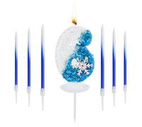 Frozen de Copo de Nieve Velas Cumpleaños, 3D Velas Cumpleaños Originales, Velas Cumpleaños Numeros con 6 Velas Largas de Colores Degradados, Vela Cumpleaños para la Decoración de Tartas