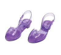 Frozen Elsa Jelly Shoes, Official Disney Princess Costume Shoes with Snowflake Emblem, Kids Size 11/12 Medium