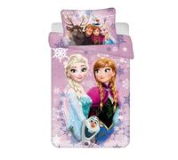 Frozen Funda Nórdica Bebé 100x135 + Funda Almohada 40x60 Elsa Anna Disney | Ropa de cama bebé | Algodón natural suave transpirable | Disney | Niña 0-3 | Cuna | Regalo | Lavable a máquina