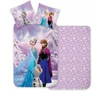 BrandMac Juego de ropa de cama Frozen 100% algodón, funda nórdica para cama pequeña 100 x 135 cm + funda de almohada 40 x 60 cm, reversible, con Elsa, Anna y Olaf