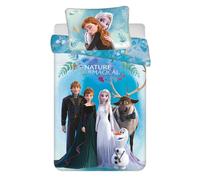 Frozen Funda Nórdica Bebé 100x135 + Funda Almohada 40x60 Elsa Anna Sven | Ropa de cama bebé | Algodón natural suave transpirable Oeko-Tex | Kristoff Disney | Niña 0-3 | Cuna | Regalo | Idea regalo