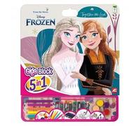 Cefa Toys- Actividades Giga Block 5 en 1 Frozen, 25 Hojas para Colorear FSC, 8 Pinturas de Cera,5 Rotuladores, 5 Acuarelas y Hoja de Pegatinas Removibles. Apto para niños a partir de 3 años.