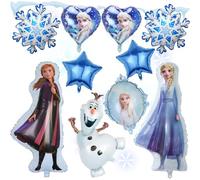 Frozen Globos de Congelados, 10 Piezas Decoración Cumpleaños Frozen, Elsa Globos de Papel de Aluminio, Globos de Copo de Nieve, Frozen Tema Cumpleaños Globos, para Niñas y Niños Cumpleaños Fiesta