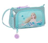 Frozen II Hello Spring - Portatodo con Bolsillo Desplegable Lleno, Estuche Infantil, Estuche Niño, Ideal para Niños en Edad Escolar, Versátil, Calidad y Resistencia, 20x8.5x11 cm, Color Azul Claro