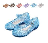 Frozen Inspired Elsa Flats Mary Jane Dance Party Cosplay Shoes, sandalias de cumpleaños de princesa reina de la nieve para niñas pequeñas, niños pequeños, Blue, 30 EU