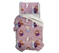 Frozen - Juego de Funda nórdica Individual de algodón, Rosa, Funda de 155 x 200 cm, Funda de Almohada de 50 x 80 cm, diseño de Disney, 100% algodón, Producto Oficial