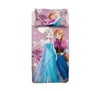 Frozen - Juego de sábanas para Cama Individual Disney, sábana encimera, sábana Bajera Ajustable, Funda de Almohada, Color Rosa, 100% algodón, Producto Oficial