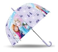 Frozen Kids - Paraguas transparente con forma de campana de 70 cm con apertura manual en color morado