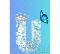 Frozen Letter U Notebook - Ice Queen Edition: Chic lined journal with 120 pages - crown, butterfly, and frozen elegance.