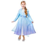 Rubies Disfraz Elsa Deluxe Frozen 2 para niña, Vestido de Lujo Oficial Elsa de Frozen en color azul, con detalles en purpurina y capa con detalles en purpurina