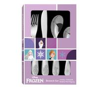 Frozen set de cubiertos para niños 4 piezas - acero inoxidable con cuchillo, tenedor, cuchara sopera y cuchara de postre - motivo en relieve con Elsa, Anna y Olaf - apto para lavavajillas