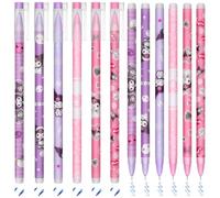 FRPABCF 12pcs Bolígrafos de Gel Bonitos, Kawaii, Bolígrafo de Gel borrable Animal, Tinta Azul, Portalápices de Cremallera (Hello Kitty)
