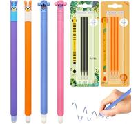 FRPABCF Juego Bolígrafos de Gel-borrables - Bola en el Extremo para Eliminar la Tinta, Termosensible, Punta de 0,7 mm de Diámetro (Juego de 4 bolígrafos + recambio-A)