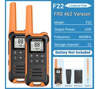 (FRS NO BAT-O) 2 piezas F22 Mini Walkie Talkie PMR FRS Pantalla LCD portátil Radio bidireccional compatible
