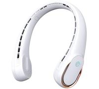 FrSara Ventilador de cuello, ventilador personal portátil con fuerte flujo de aire, 4000 mAh, flujo de aire, refrigeración de 360°, sin enredos, flujo de aire en ambos lados, antideslizante, función