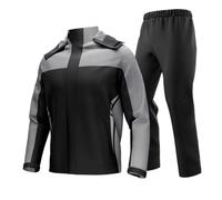 FRSGFCV Conjunto de 3 Piezas de Ropa Impermeable y Reflectante para Moto, ultradelgado y de Dos Piezas, para Adultos. Incluye Chaqueta, Pantalones y Bolsa de Transporte portátil.(Size:3XL,Color:Gris)