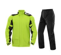 FRSGFCV Conjunto de Moto Unisex para Adultos contra la Lluvia, de Tres Piezas: Impermeable Transpirable con Capucha, Reflectante, con Chaqueta, Pantalones y Bolsa de Transporte (Size:XL,Color:Verde)