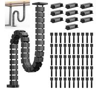 Frstem Guía de cables cuadrada Cuba Slim, mangueras de cable para escritorios de altura regulable, 50 bridas autoadhesivas, 10 soportes para cables de escritorio, clips de cable para escritorio, hogar