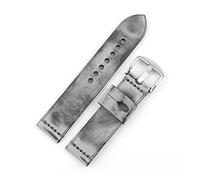 FRSWEQY 22 mm Vintage Matte Reloj de cuero pulido Correa Hecho a mano Stitching Gris Especial Reloj de reloj cepillado for la correa de reemplazo(White Black)