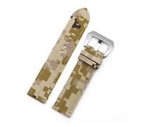 FRSWEQY Banda de correa de reloj de cuero de patrón de camuflaje 20 mm 22 mm Camo Cordura Cordura Lienzo Nylon Lanzamiento rápido Relojes militares(Beige Silver buckle,20mm)