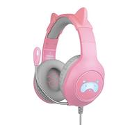FRTEC - Auriculares Gaming Headset TANOOKI Rosa con Orejas de Gato Desmontable Cable y Luz LED RGB para PS5, PS4, Xbox Series, X|S, Xbox One, Nintendo Switch, PC, Mac