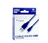 FRTEC - Cable de carga Micro USB A USB, Color Azul, compatible con el mando Dualshock de Playstation 4