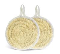 FRTIM Esponja de lufa natural redonda para ducha, exfoliante orgánico para baño, esponja de lufa corporal para hombres, mujeres, adultos, espalda, cara, piel, spa, cuidado - 2 piezas