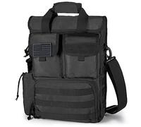 FRTKK Bolsa de mensajero táctica militar MOLLE Sling Shoulder Pack Maletín portátil Equipo de asalto Bolsos de mano Utility Carry Satchel, Negro -, 17.3 inch